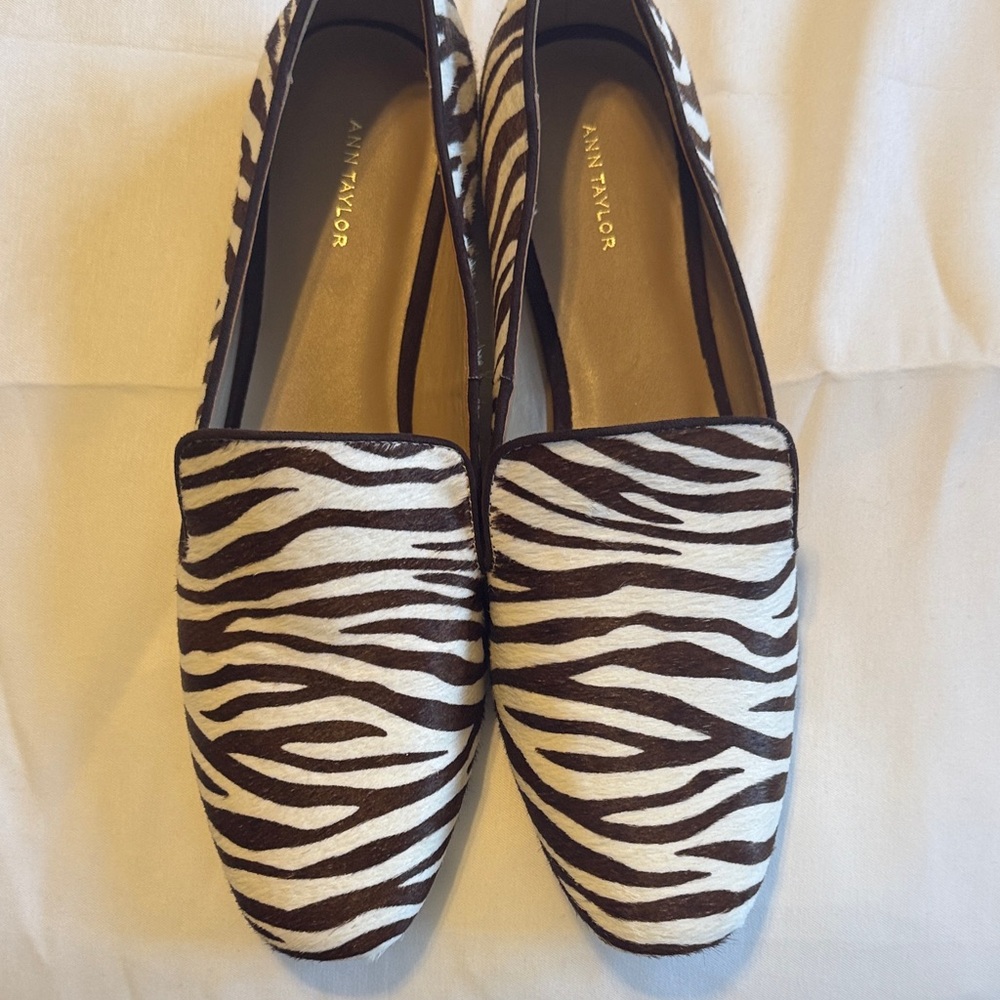 Ann Taylor Black and White Zebra Loafers